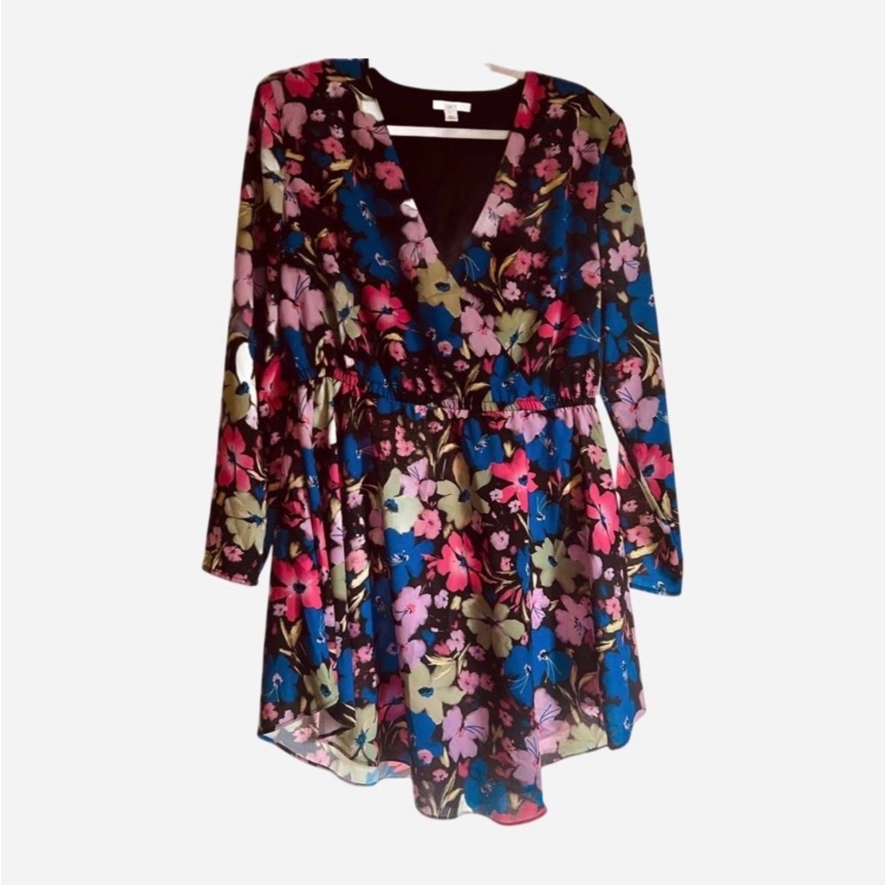 Floral Dress - Black with Multicolor Floral Print